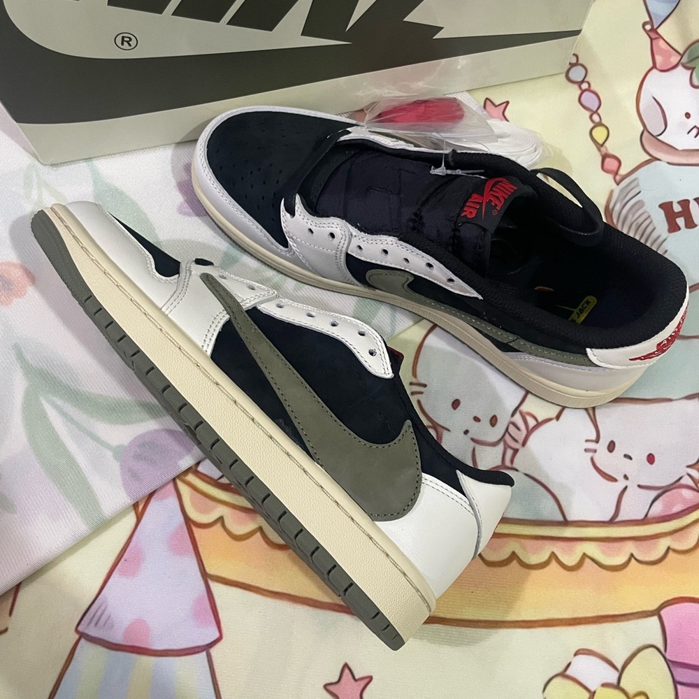 Jordan Low-Top Sneakers in Black, White & Olive